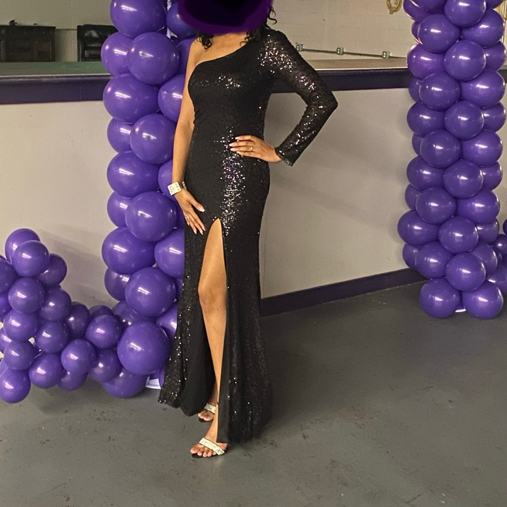 Formal black gown high split